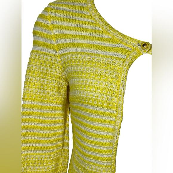 Trina Turk Ashbridge Yellow White Stripe Knit Cardigan XS Small - Picture 4 of 12